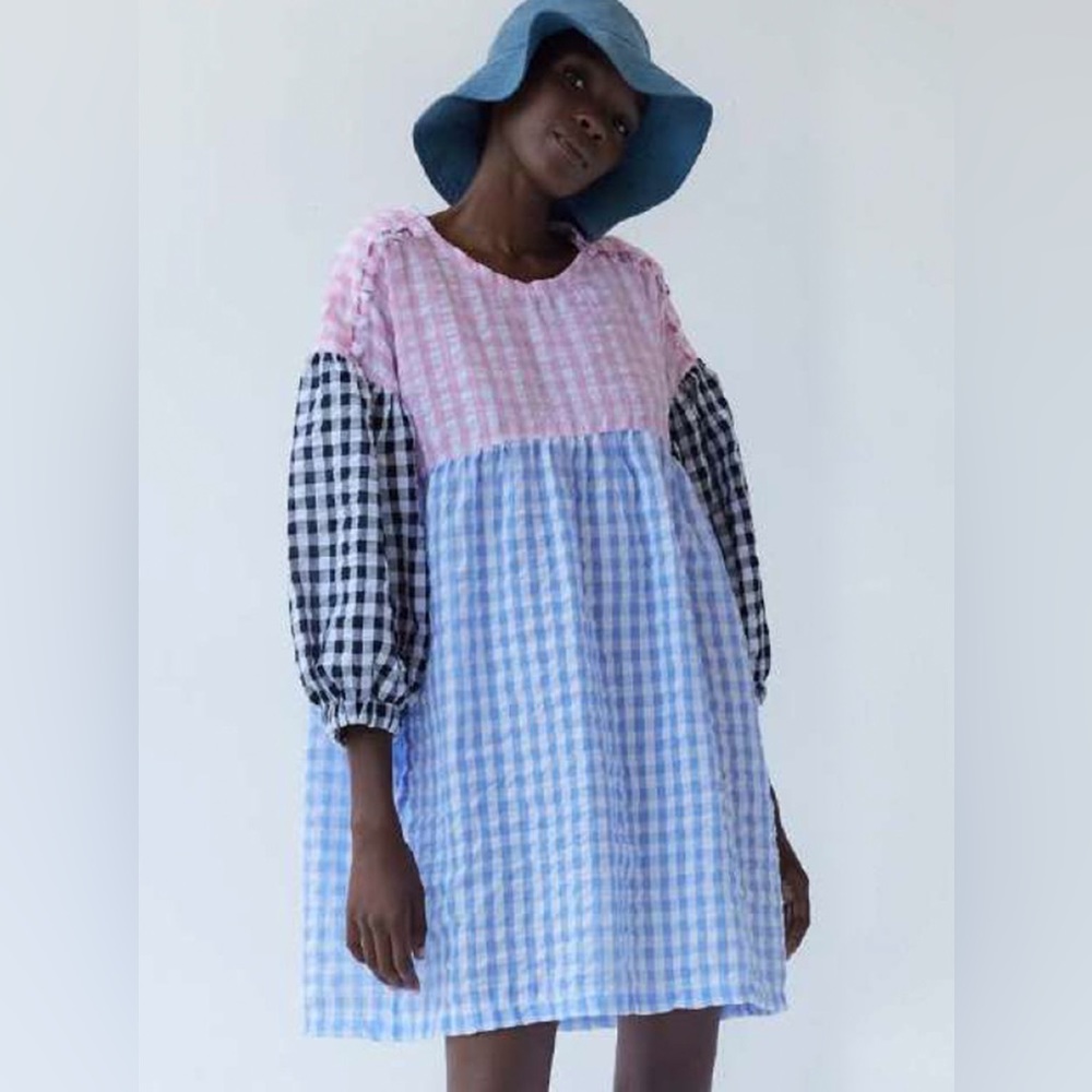 Tach Catarina Gingham Babydoll Dress XS